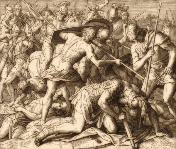 Battle of Gilboa, death of Saul, Old Testament, by Julius Schnorr von Carolsfeld