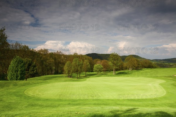 On the empty golf course in spring in Czech Republic
