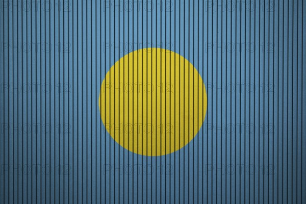 Palau Flag painted on the cracked grunge concrete wall