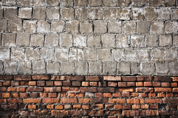 Vintage brick and concrete wall as background