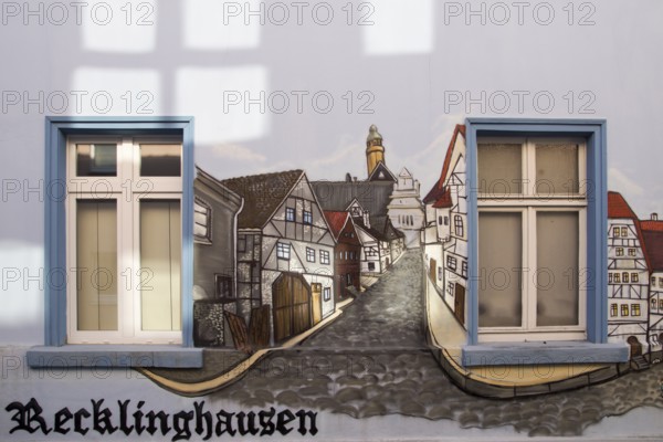 Murals in the city centre of Recklinghausen, North Rhine-Westphalia, Germany, Europe