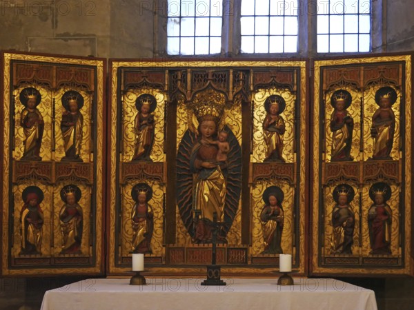 Winged altar in the market church of St Benedikti Quedlinburg. Saxony-Anhalt, Germany, Europe