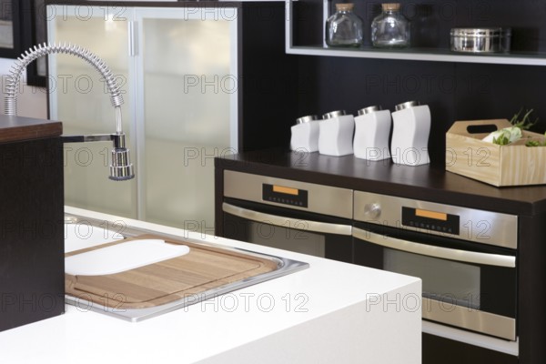 Brown wood kitchen modern stainless steel decoration house