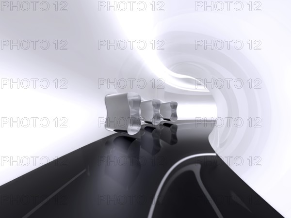 Futuristic architecture space round corridor like sci-fi white indoor