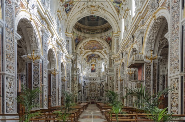 Nave of the Church of the Gesù, the mother church of the Society of Jesus (Jesuits), Palermo, Sicily, Italy, 20 October 2011, Europe