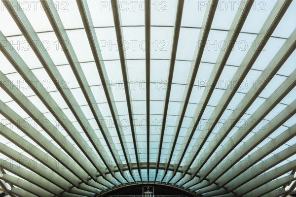 Portugal: 12 28 2018: Abstract lines, arches and shapes of the contemporary architecture of the Oriente railway station