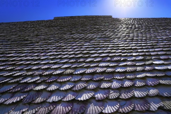 La toja island Toxa Chapel made of sea shells in Pontevedra Galicia Spain