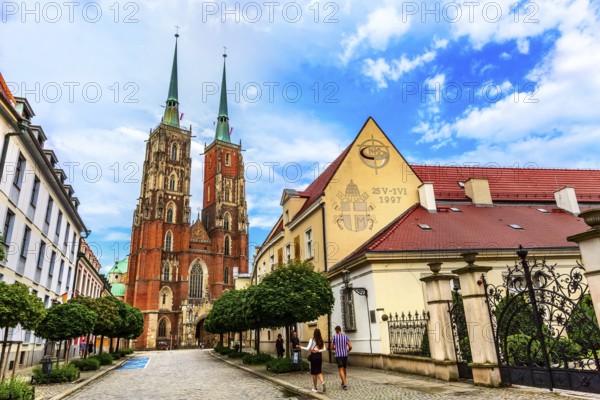 Wroclaw, Poland, June 21, 2019: Ostrow Tumski island and Cathedral of St John the Baptist towers, Europe