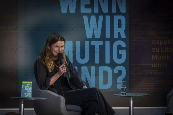 At the new trade fair, 2, 040 exhibitors from 45 countries will present this year's innovations. The motto of this year's fair is Words move worlds . This year's guest country is Norway. ZDF Aspects Luisa Neubauer in conversation with Katty Salie', Leipzig, Saxony, Germany, Europe