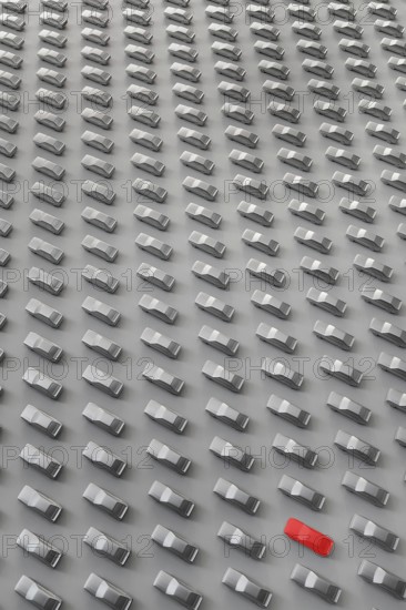 Modern art, wall design with mini cars, Pinakothek der Moderne, Munich, Bavaria, Germany, Europe