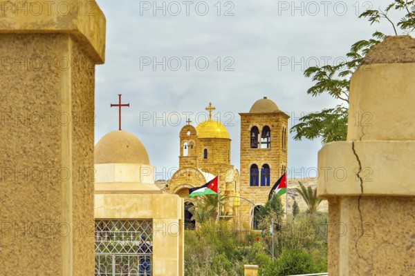 Qasr el Yahud. Place of the Baptism of Jesus Christ on the Jordan River in Israel - Bethabara. Greek Orthodox Church of John the Baptist