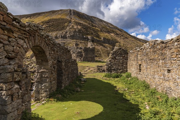 The remains of Blakethwaite Smelt Mill near Gunnerside, North Yorkshire, England, UK