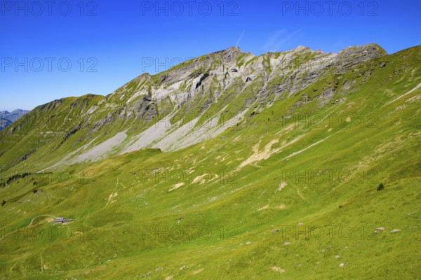 Landscape of mountains of Alps in summer on the border of France and Switzerland