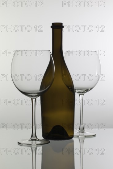 Empty wine glasses on the glass table