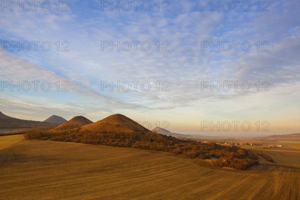 Sunrise in Central Bohemian Highlands, Czech Republic. Central Bohemian Uplands is a mountain range located in northern Bohemia. The range is about 80 km long