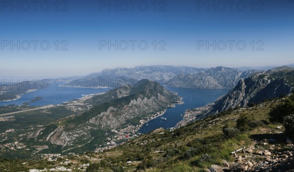 Mountains around the Bay of Kotor. Mount Lovcen.
