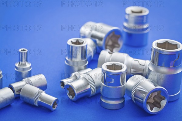 View on composition automobile torx on blue background