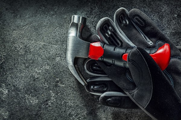 Little Claw Hammer And Black Working Gloves
