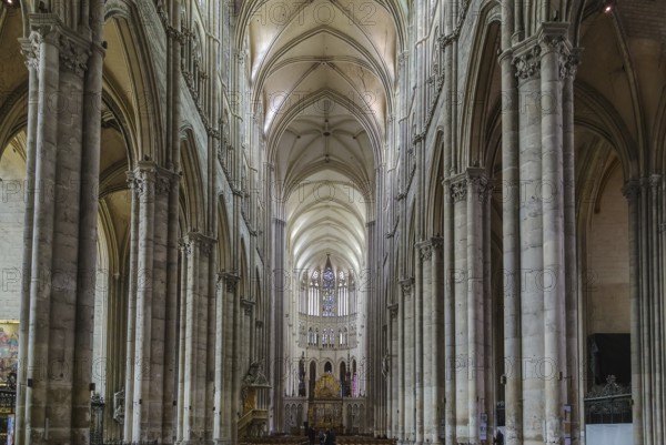 Amiens Cathedral is a Roman Catholic cathedral. The cathedral was built between 1220 and c.1270 and has been listed as a UNESCO World Heritage Site since 1981, France. Interior. Main nave