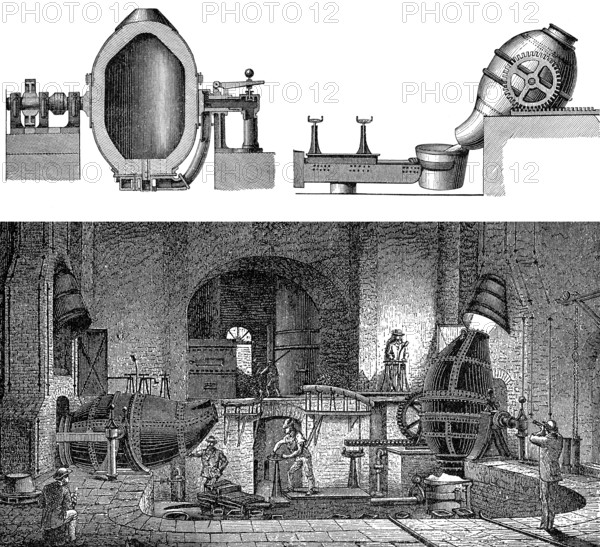 Technical processing of iron in different blast furnaces, 1894, technische Eisenverarbeitung in verschiedenen Hochöfen, 1894