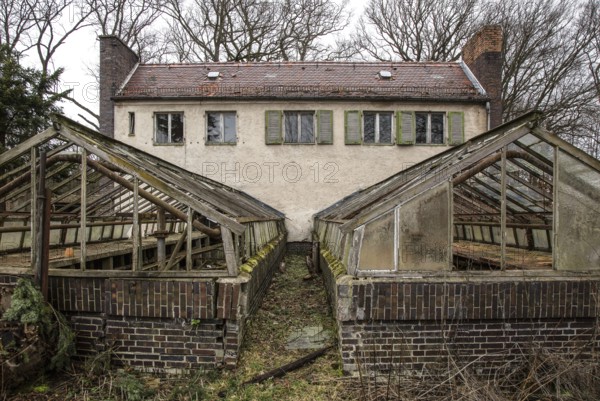 Harzgerode, former children's lung sanatorium 1929-1931 by Godehard Schwethelm, closed in 1998, nursery with attached greenhouses