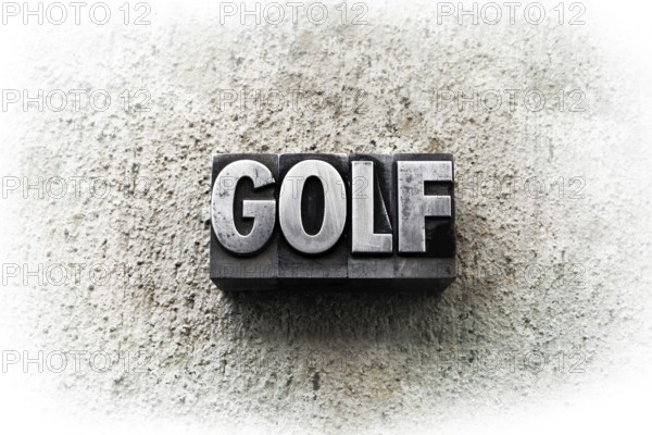 The word GOLF written in old vintage letterpress type
