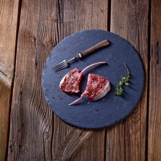 Raw cut rack of lamb