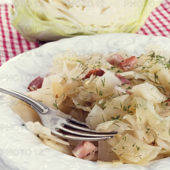 Fresh cabbage with bacon
