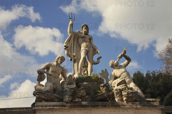 Neptune Fountain Piazza del Popolo in Rome