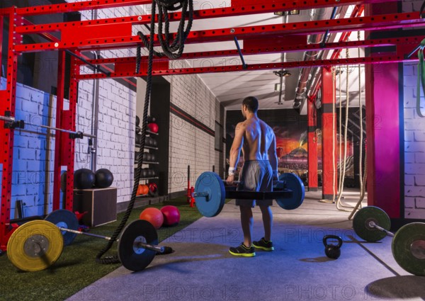 Hex Dead Lift Shrug Bar Deadlifts man at gym workout weightlifting