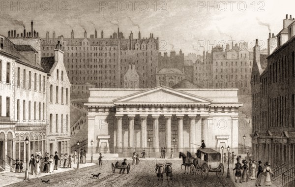 Royal Institution, from Hanover Street, Edinburgh, Scotland, 19th century, from Modern Athens by Th. H. Shepherd