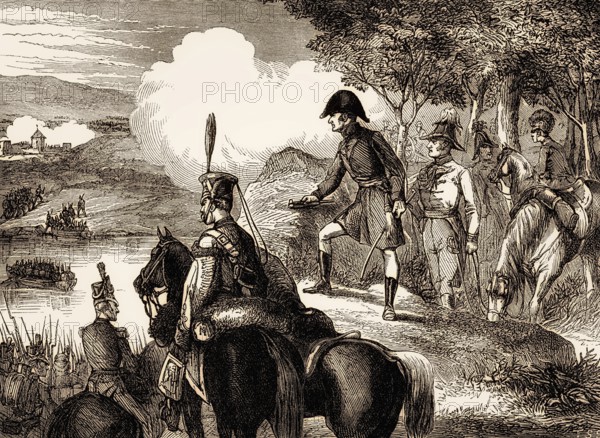 Wellesley crossing Douro River, Second Battle of Oporto, 12 May 1809, From British Battles on Land and Sea by James Grant