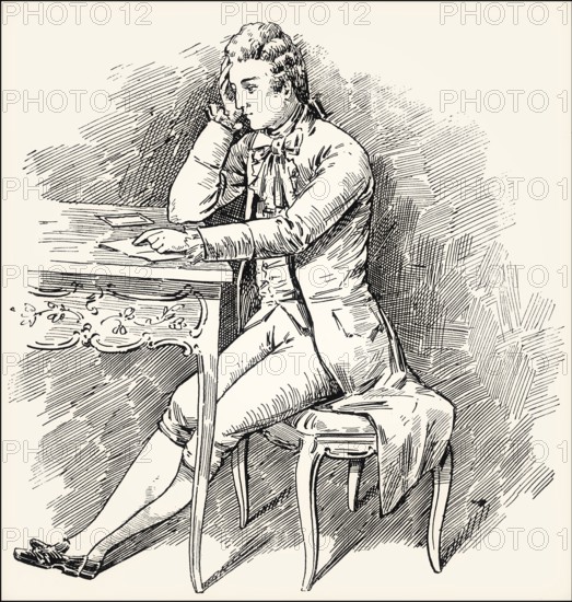 Wilhelm, scene from the novel Wilhelm Meister's Apprenticeship, Wilhelm Meisters Lehrjahre, by Johann Wolfgang von Goethe