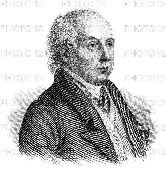 Portait of Joseph Franz Freiherr von Jacquin or Baron Joseph von Jacquin, 1766- 1839, an Austrian scientist who studied medicine, chemistry zoology and botany, Portrait vonJoseph Franz Freiherr von Jacquin, 1766- 1839, ein österreichischer Chemiker und Botaniker