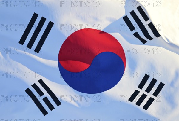 South Korea's national flag flutters in the wind