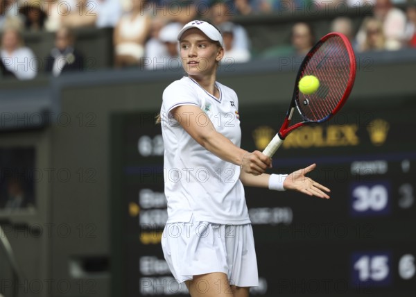 Kazakh tennis player Elena Rybakina in action at the 2024 Wimbledon Championships, London, England, United Kingdom, Europe