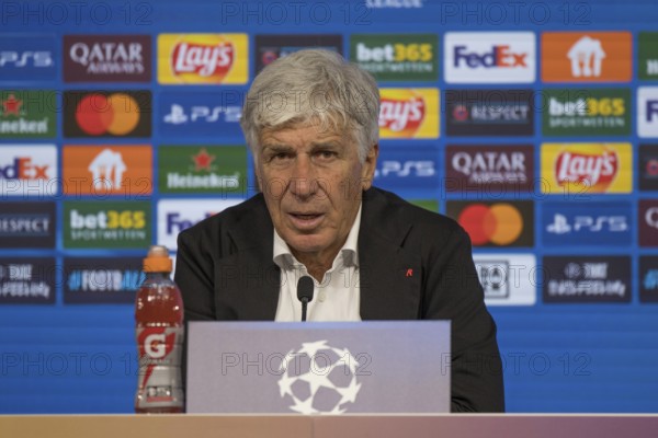 Football match, Coach Gian Piero GASPERINI Atalanta Bergamo at the press conference after the match, various portraits, Stuttgart Arena, Stuttgart