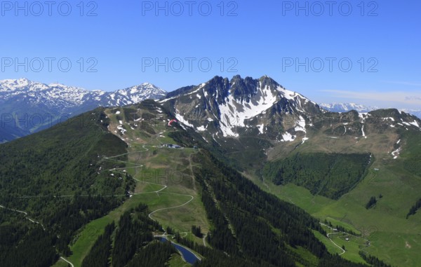 Paragliding at Spieljoch mountain above Hochfügen in Tirol