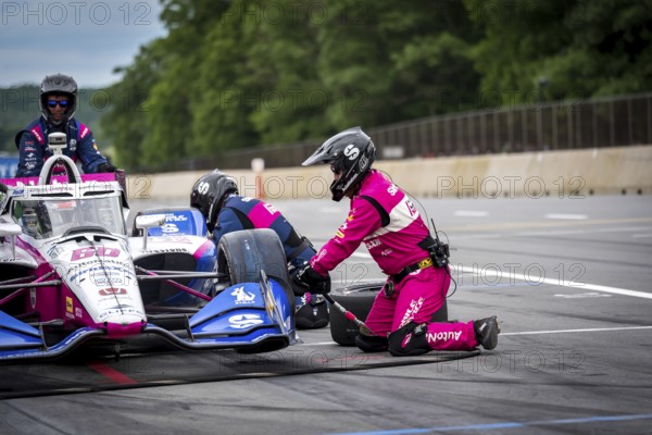 Felix Rosenqvist (60) of Varnamo, Sweden comes down pit road for service during the XPEL Grand Prix at Road America in Elkhart Lake, WI