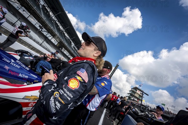 SANTINO FERRUCCI (14) of Woodbury, Connecticut prepares to qualify for the 108th Running of the Indianapolis 500 at the Indianapolis Motor Speedway in Speedway, IN