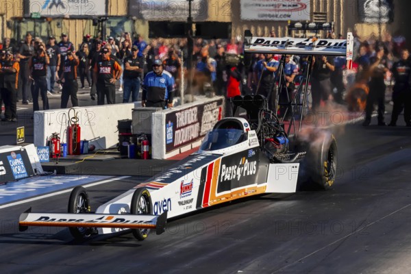 NHRA driver, Clay Millican, prepares to qualify for the Dodge Power Brokers NHRA Mile-High Nationals in Morrison, CO, USA, North America