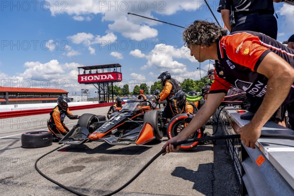 SANTINO FERRUCCI (14) of Woodbury, Connecticut comes down pit road for service during the Honda Indy 200 at Mid-Ohio Sports Car Course in Lexington, OH