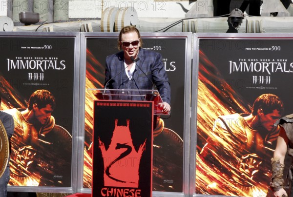 HOLLYWOOD, CA - OCTOBER 31, 2011: Mickey Rourke Hand And Footprint Ceremony held at Grauman's Chinese Theater in Hollywood, USA on October 31, 2011. Hollywood, California, USA, North America