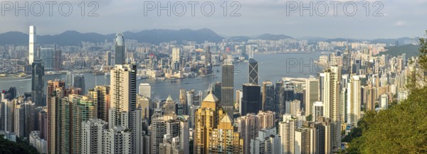 Panorama shot of skyline and skyscrapers of the city of Hong Kong (13.09.2019, editorial use)