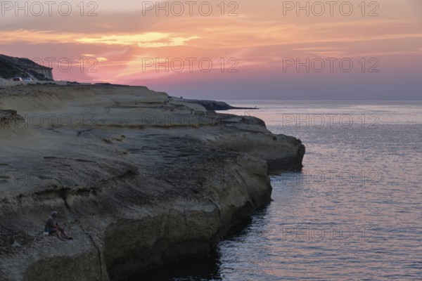 Twilight at Xwejni Bay on the insland of Gozo, Marsalfron, Malta, Europe