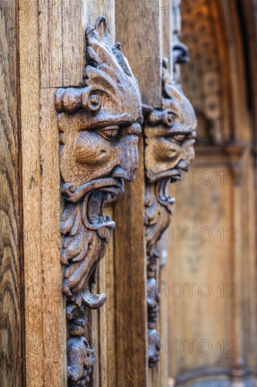 Artistic carving, devil's face, Graz, Styria, Austria, Europe