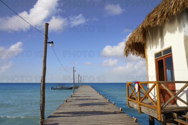Holbox Island pier hut palapa in Quintana Roo of Mexico