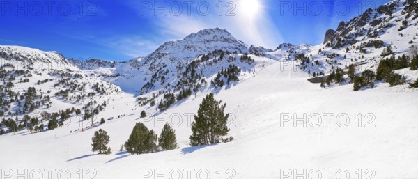 Ordino Arcalis ski resort sector in Andorra at Pyrenees