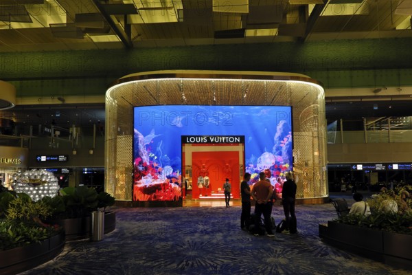 Shop of the luxury brand Louis Vuitton in Terminal 3, Changi Airport Singapore, Singapore, Asia