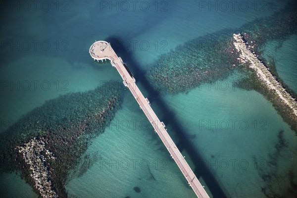 Top view of the pier of Marina di Massa Tuscany Italy